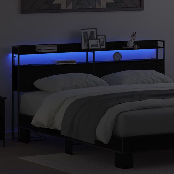 vidaXL Geymslu h&ouml;f&eth;ah&ouml;gg me&eth; hillu Sv&ouml;rt eik 180 cm Samsettur vi&eth;ur