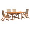 vidaXL 5 Hluta Gar&eth;bor&eth;stofusett Gegnheill Akas&iacute;uvi&eth;ur og Tauefni