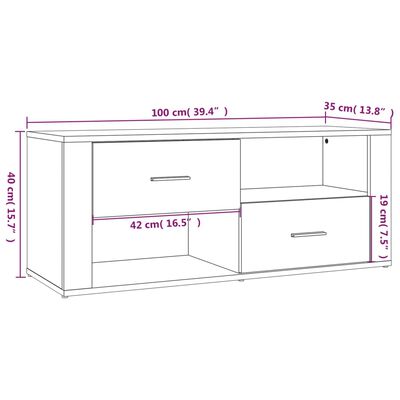 vidaXL Sjónvarpsskápur Brúnn Eik 100x35x40 cm Samsettur Viður