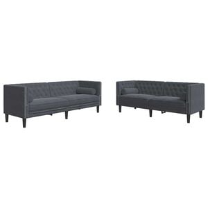 vidaXL Stofa s&oacute;fi 2 pcs D&ouml;kk gr&aacute; 194 x 74,5 x 70,5 cm Flauel