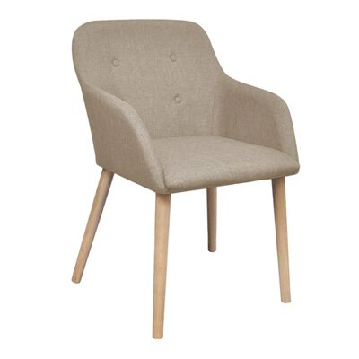 241155 vidaXL Dining Chairs 2 pcs Beige Fabric and Solid Oak Wood