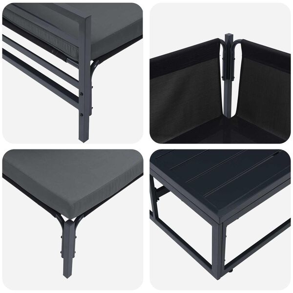 vidaXL Gar&eth;s&oacute;fa sett me&eth; p&uacute;&eth;i 10 pcs Svartur St&aacute;l