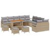 vidaXL Garðsófa sett með púði með geymslu 14 pcs Beige og ljósgrár
