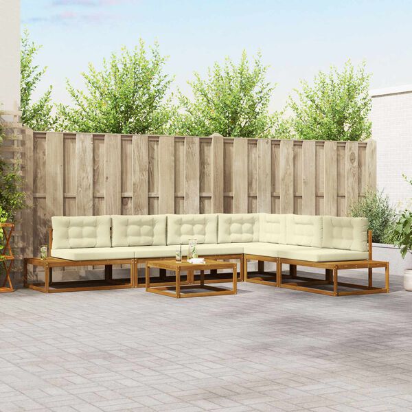 vidaXL &Uacute;ti s&oacute;fasett 7 Stykki N&aacute;tt&uacute;rulegt og Krem