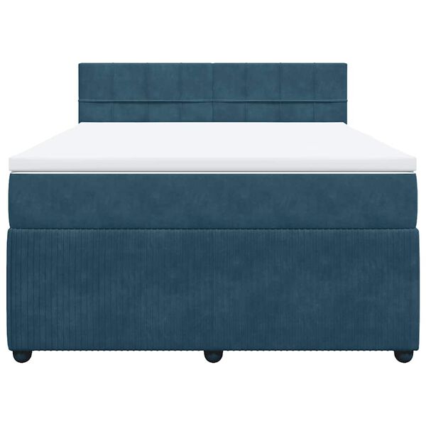 vidaXL H&oacute;lfa&eth; Springr&uacute;m me&eth; D&yacute;nu Bl&aacute;tt 140x200 cm Flauel