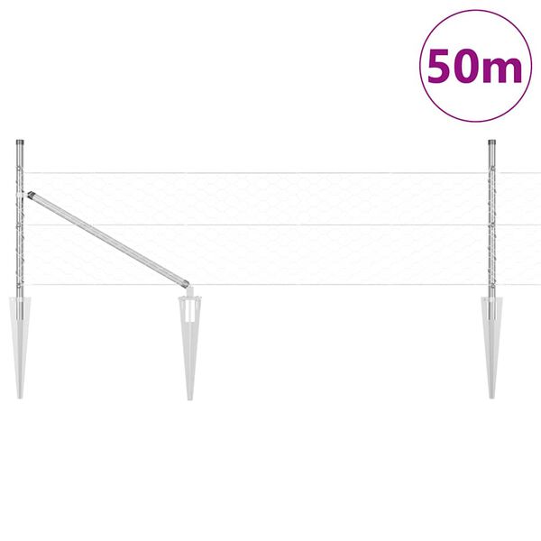 vidaXL Gir&eth;ing me&eth; st&ouml;ngum Silfur 0.5 x 50 m PVC-bori&eth; st&aacute;l