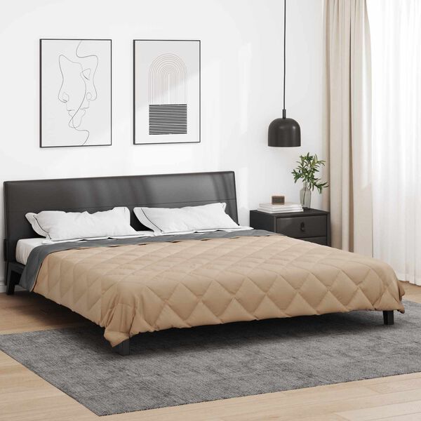 vidaXL Full &aacute;rs d&yacute;na Antrac&iacute;t og Taupe 220 x 240 cm M&iacute;kr&oacute;f&iacute;ber