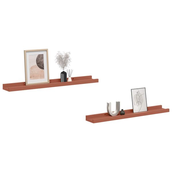 vidaXL Vegghylla me&eth; hillu 2 pcs Rau&eth;ur 60 x 9 x 3 cm Samsettur vi&eth;ur