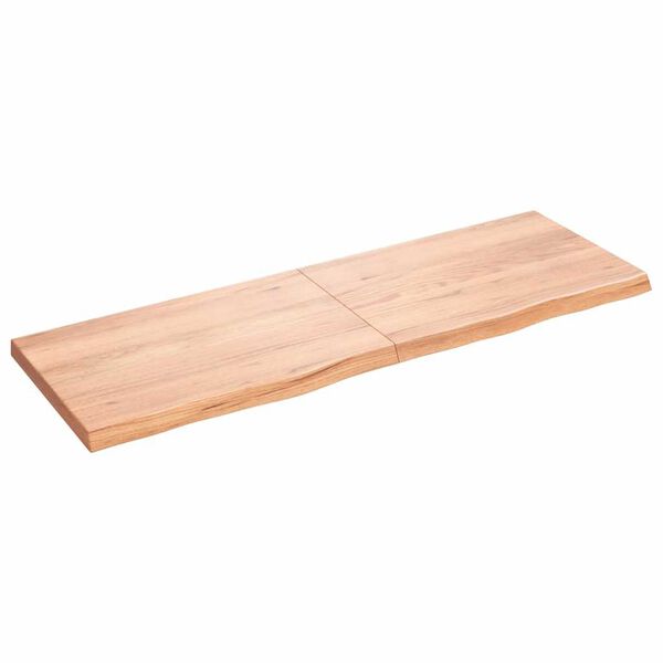 vidaXL Bor&eth;plata Lj&oacute;sbr&uacute;n 180x60x(2-6) cm Me&eth;h&ouml;ndlu&eth; Gegnheil Eik
