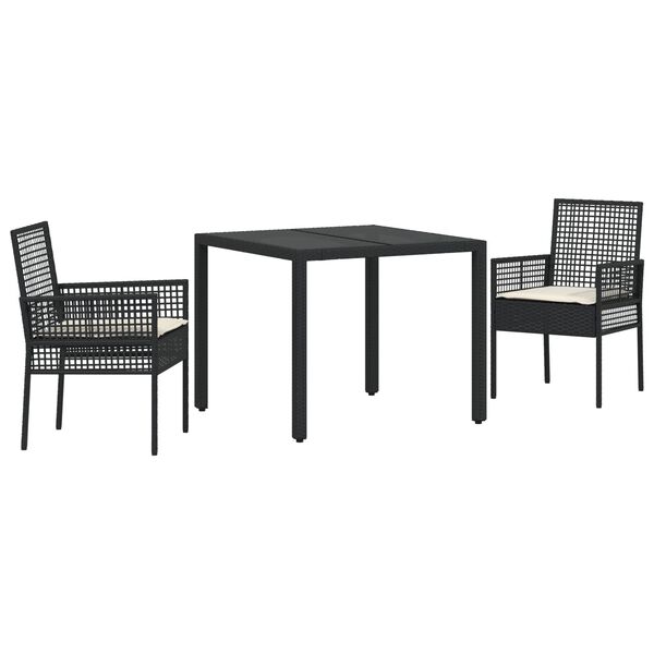 vidaXL Garður borðsett 7 pcs Grár Poly rattan