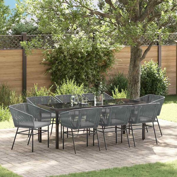 vidaXL Gar&eth;ur bor&eth;sett me&eth; p&uacute;&eth;i 9 pcs Gr&aacute;r Dufth&uacute;&eth;a&eth; st&aacute;l