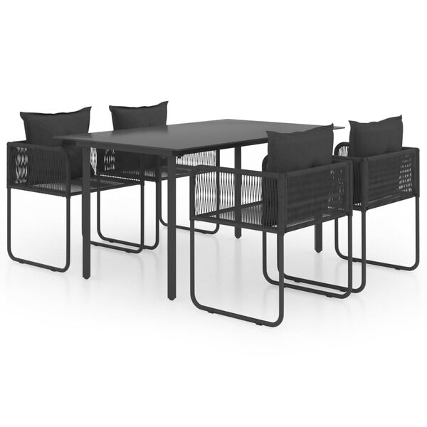 vidaXL 5 Parta Gar&eth;bor&eth;stofusett PVC Rattan Svart