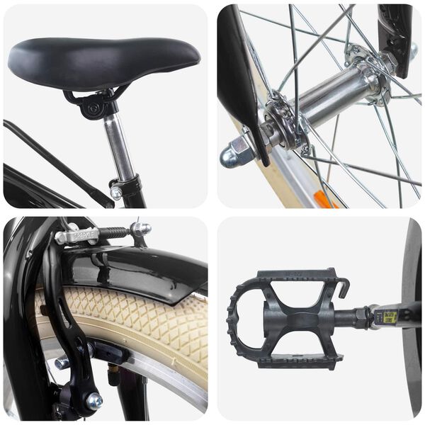 vidaXL Barnahj&oacute;l 24 Tommur fyrir 8-12 &aacute;ra Svartur