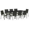 vidaXL Gar&eth;ur bor&eth;sett me&eth; p&uacute;&eth;i 9 pcs Svartur p&oacute;l&yacute;rattan