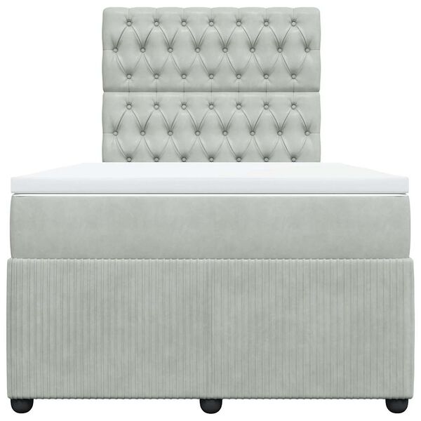 vidaXL H&oacute;lfa&eth; Springr&uacute;m Lj&oacute;sgr&aacute;tt 120x200 cm Flauel