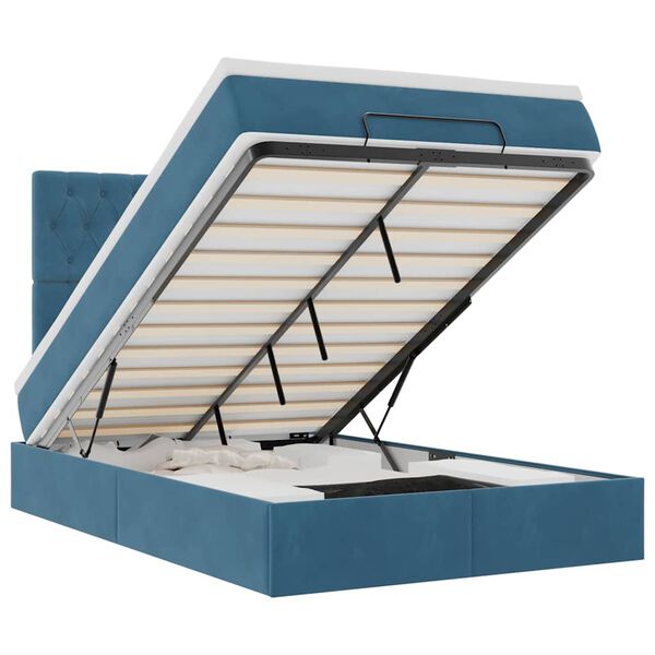 vidaXL Ottoman r&uacute;mgrind me&eth; d&yacute;num D&ouml;kkbl&aacute;r 120x190cm Flauel