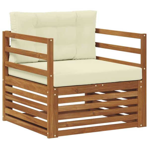 vidaXL &Uacute;ti s&oacute;fasett Solid Akas&iacute;uskei&eth; og P&oacute;lyester N&aacute;tt&uacute;rulegur