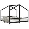 vidaXL Barnar&uacute;mgrind Svartur 2x(90x190) cm Gegnheil Fura