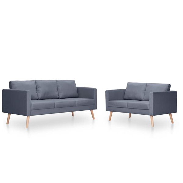 vidaXL sófasett 2ja sæta og 3ja sæta dúkur dökkgrár