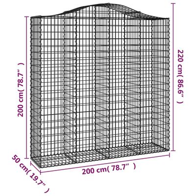 vidaXL Bogadreginn Grjótkassi 4 stk. 200x50x200/220 cm Sinkhúðað Járn