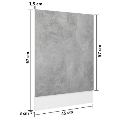 802558 vidaXL Dishwasher Panel Concrete Grey 45x3x67 cm Chipboard