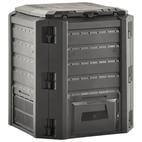 vidaXL Moltukassi í Garðinn Svartur 380 l