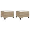 vidaXL gar&eth;st&oacute;lar me&eth; p&uacute;&eth;um 2 stk Beige 55x55x36 cm P&oacute;l&yacute;rattan
