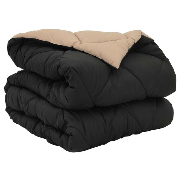 vidaXL Full &aacute;rs d&yacute;na Svartur og Taupe 200 x 135 cm M&iacute;kr&oacute;f&iacute;ber