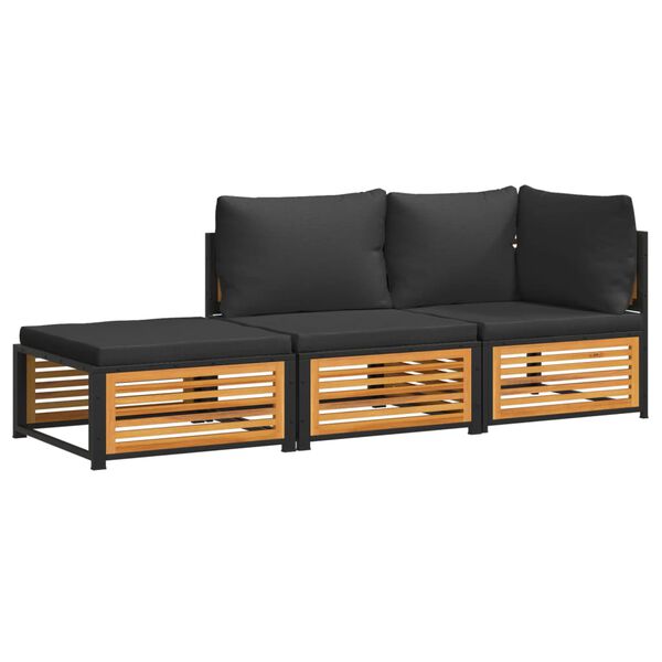 vidaXL 3 Hluta Gar&eth;s&oacute;fasett me&eth; Sessum Gegnheill Akas&iacute;uvi&eth;ur