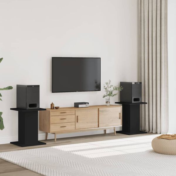 vidaXL Hátalarastandar 2 stk 30x30x60 cm Svört Samsettur Viður