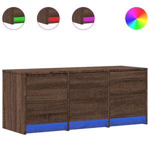 vidaXL Sj&oacute;nvarpssk&aacute;pur me&eth; LED Br&uacute;n Eik 97x34x40 cm Samsettur Vi&eth;ur