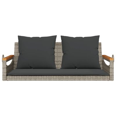 vidaXL Rólubekkur með Sessum Grátt 109x62x40 cm Pólýrattan