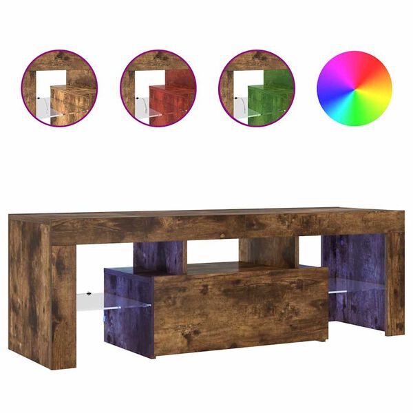 vidaXL Sj&oacute;nvarpssk&aacute;pur me&eth; LED Lj&oacute;sum Reykt&oacute;na Eikarlitur 120x35x40 cm