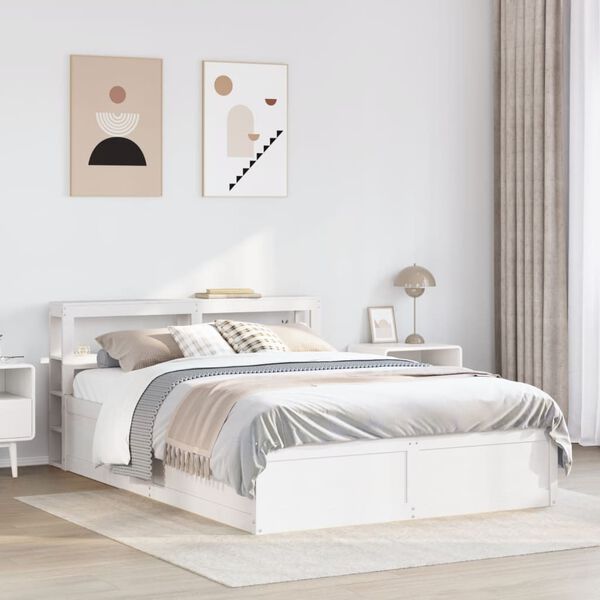 vidaXL R&uacute;mgrind me&eth; H&ouml;fu&eth;gafli Hv&iacute;tur 135x190 cm Gegnheil Fura