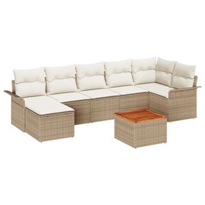 vidaXL Gar&eth;s&oacute;fa sett me&eth; geymslu 8 pcs Beige og krem p&oacute;l&yacute;rattan