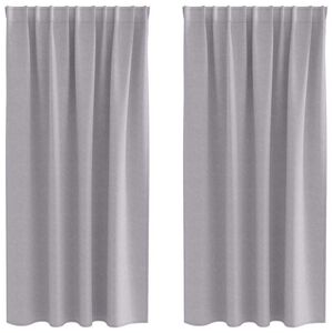 vidaXL Svartgard&iacute;nur me&eth; hringjum 2 pcs M&aacute;lmur Gr&aacute;r 175 x 140 cm