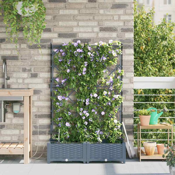 vidaXL Gar&eth;pl&ouml;ntukassi 2 pcs L&eacute;tt gr&aacute;tt St&aacute;l