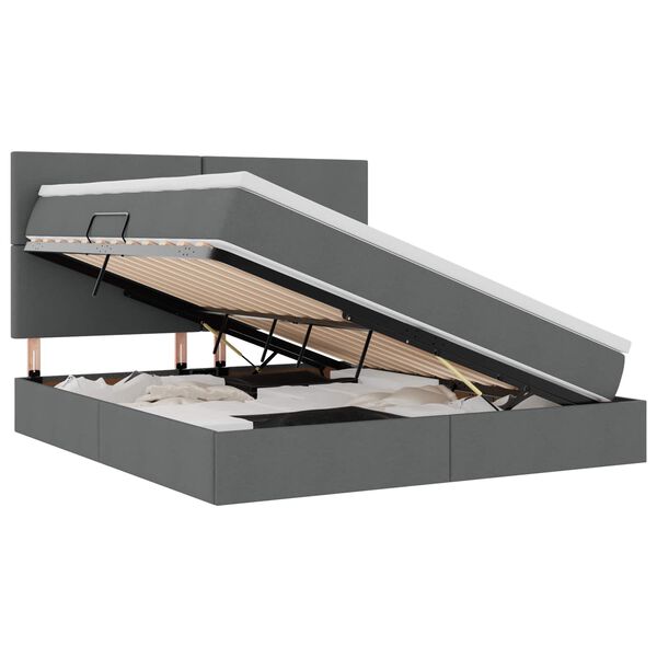 vidaXL R&uacute;m me&eth; geymslur&yacute;mi og d&yacute;nu D&ouml;kk gr&aacute; 180 x 200 cm P&oacute;l&yacute;ester