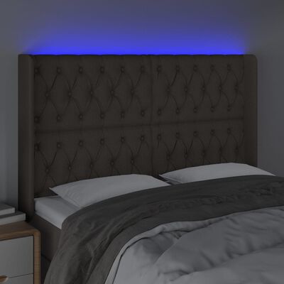 vidaXL LED Höfðagafl 163x16x118/128 cm Mógrátt Efni