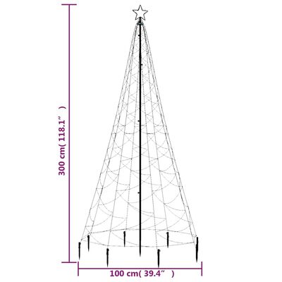 vidaXL Jólatré með Málmstólpa 500 LED Marglitt 3 m