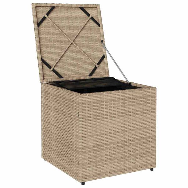 vidaXL Koddabox með geymslu Drapplitaður 50 x 50 x 50 cm pólýrattan