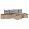 vidaXL Gar&eth;s&oacute;fa sett me&eth; kodda 6 pcs Drapplita&eth;ur Poly rattan