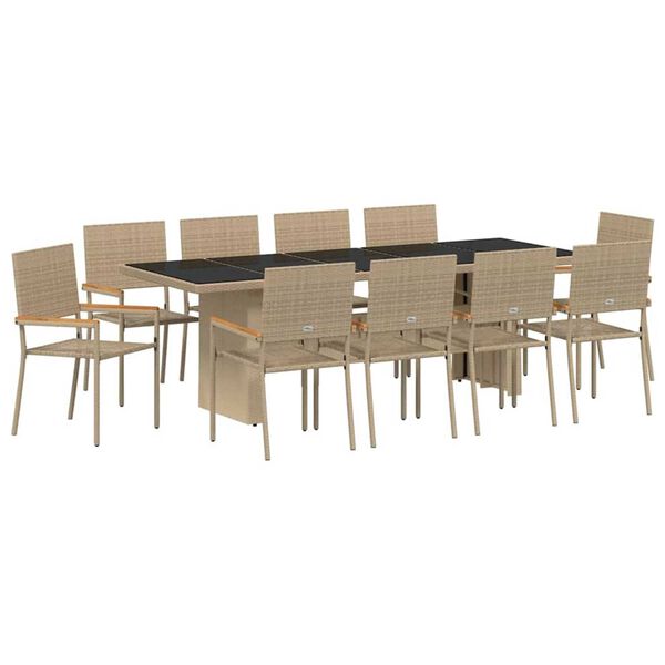 vidaXL Gar&eth;ur bor&eth;sett 11 pcs Drapplita&eth;ur p&oacute;l&yacute;rattan