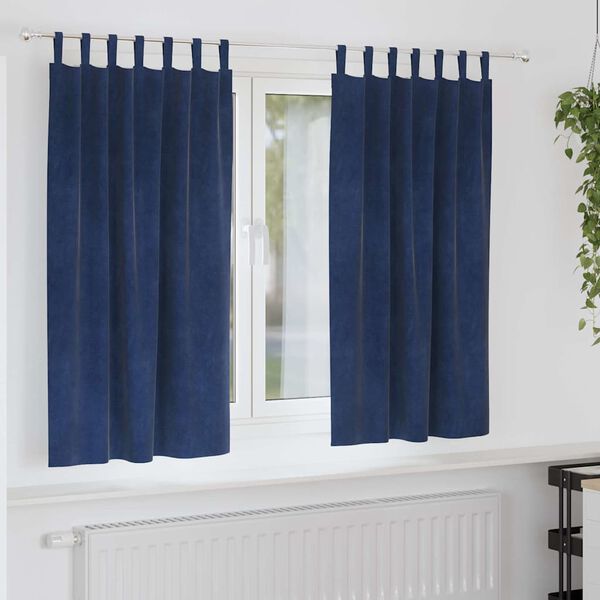 vidaXL Myrkratjöld 2 pcs Dökkblár 140 x 175 cm Flauel
