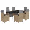 vidaXL 7 Hluta Gar&eth;bor&eth;sett me&eth; Sessum Drappa&eth; P&oacute;l&yacute;rattan