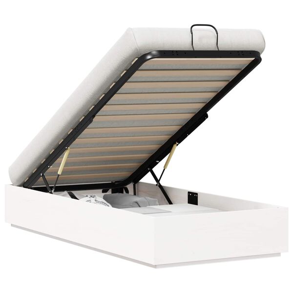 vidaXL Ott&oacute;man s&aelig;ngurrammi Hv&iacute;t 80 x 200 cm Mass&iacute;ft furuvi&eth;