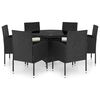 vidaXL 7 Parta Gar&eth;bor&eth;stofusett P&oacute;l&yacute;rattan Svart