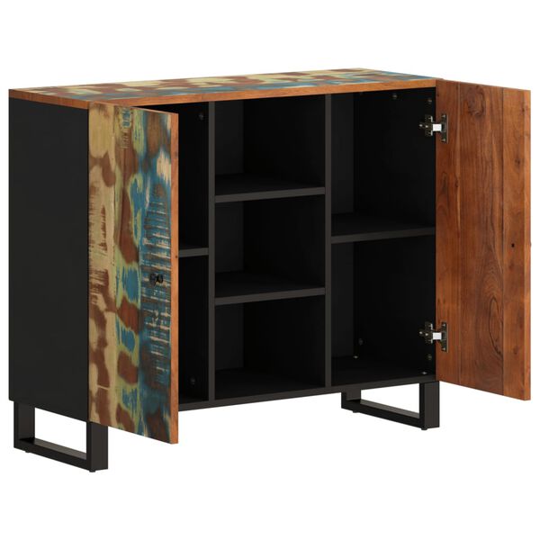 vidaXL Skenkur með 2 Hurðum 90x33x75 cm Gegnheill Endurnýttur Viður