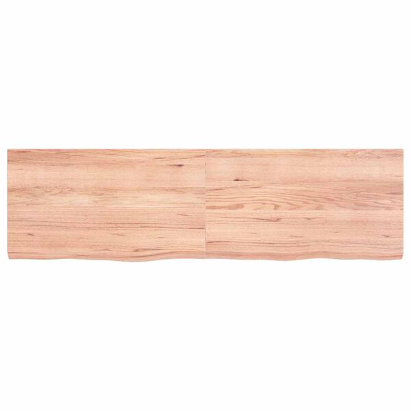 vidaXL Vegghilla Lj&oacute;sbr&uacute;n 140x40x(2-4) cm Me&eth;h&ouml;ndlu&eth; Gegnheil Eik