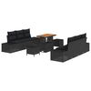 vidaXL Gar&eth;s&oacute;fa sett me&eth; p&uacute;&eth;i 9 pcs Svartur p&oacute;l&yacute;rattan